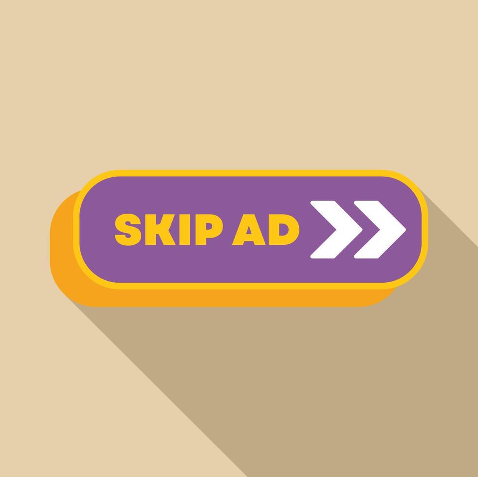 Skip ad button inviting user to skip advertisement vector