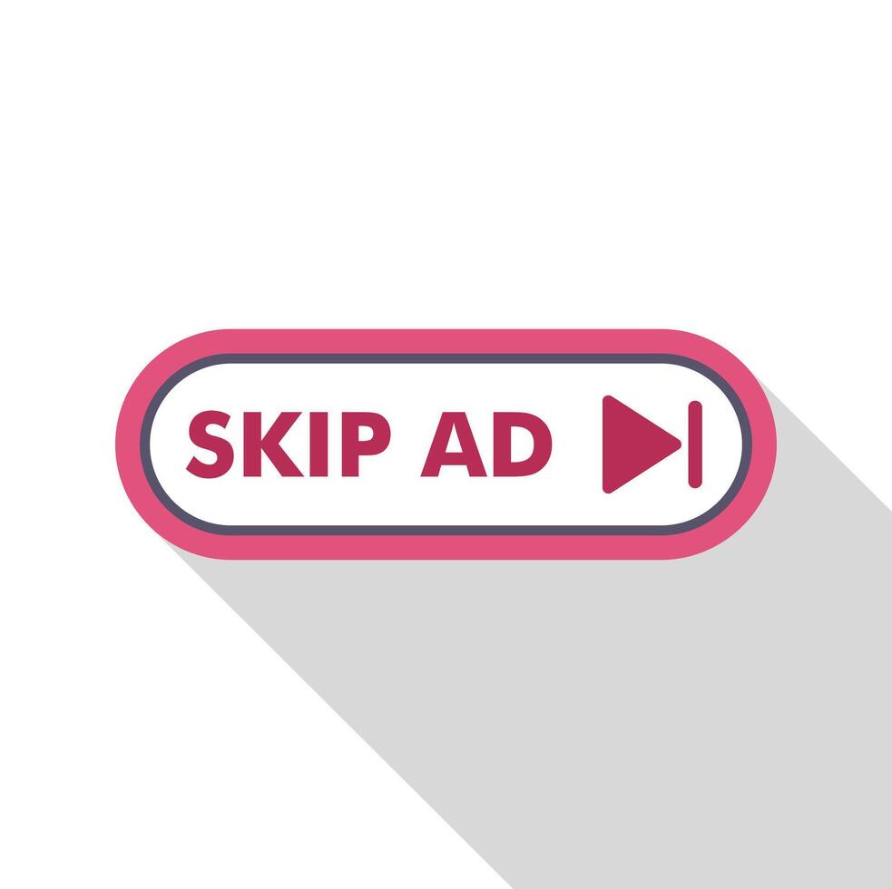 Skip ad button inviting user to skip advertisement vector