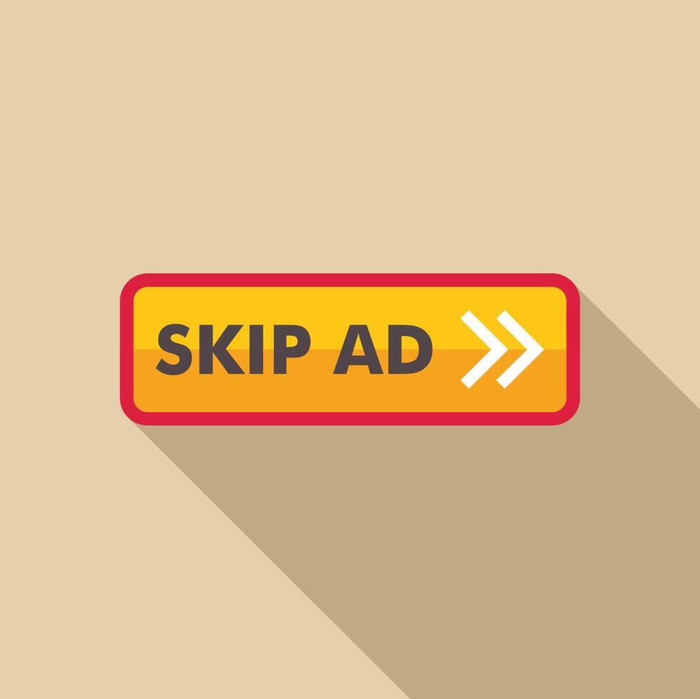 Skip ad button inviting user to skip advertisement vector