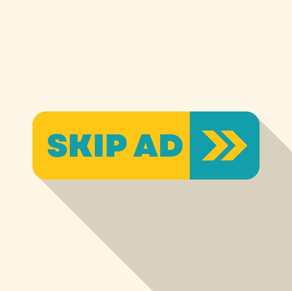 Skip ad button inviting user to avoid watching advertisement vector