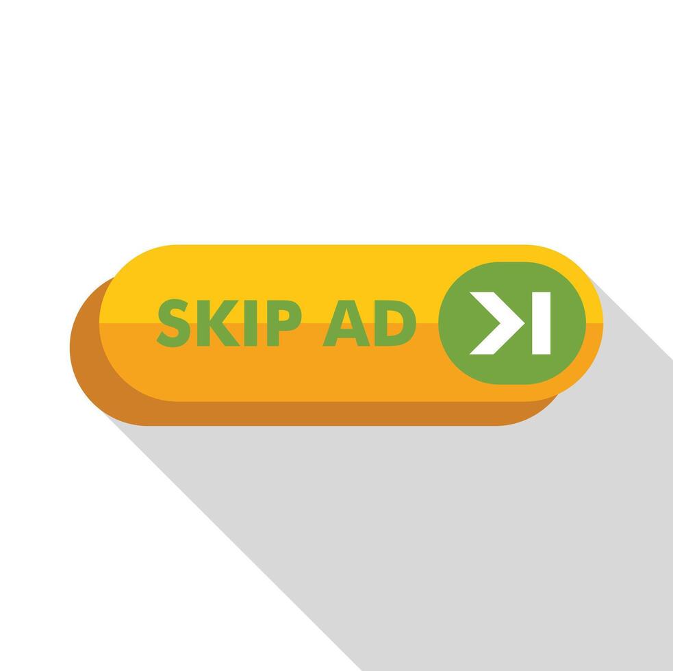 Skip ad button inviting user to bypass advertisement content vector