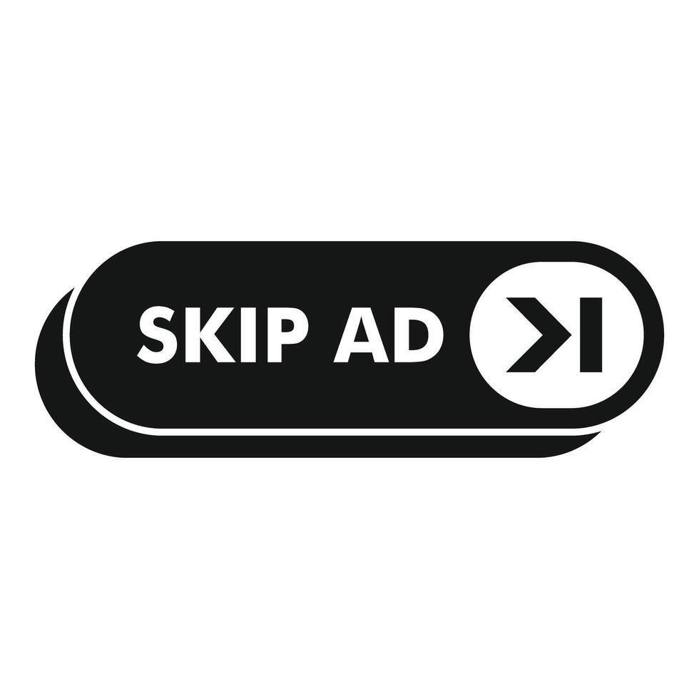 Skip ad button inviting user to skip advertisement vector