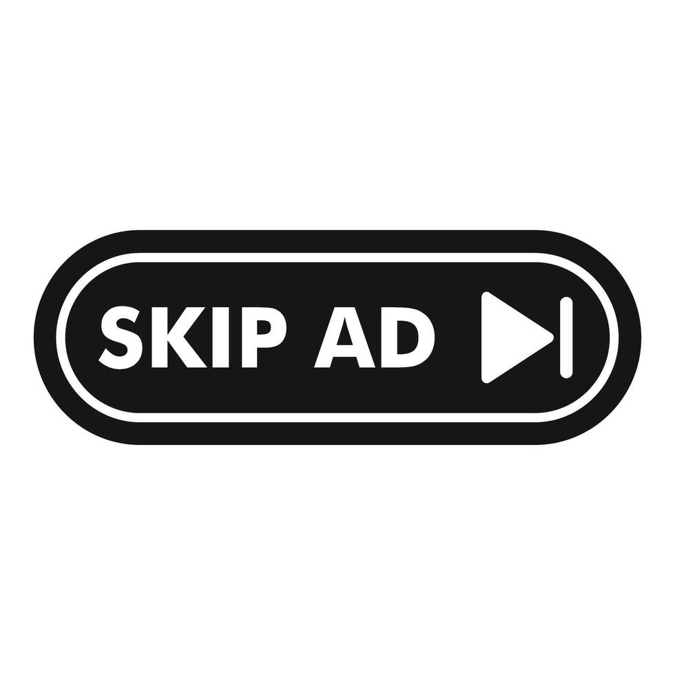 Skip ad button showing a skip advertisement icon vector