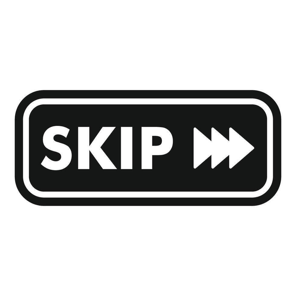 Skip button showing forward arrow and skip text vector