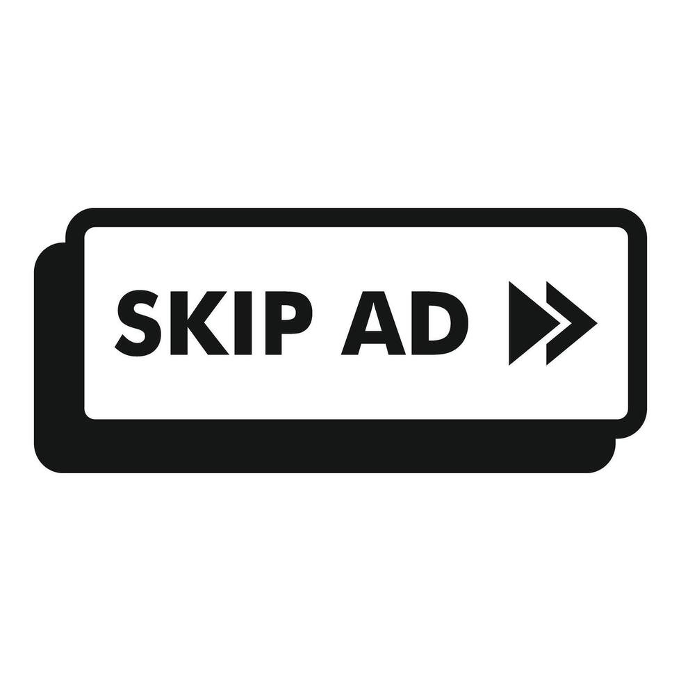 Skip ad button showing online advertisement avoidance vector