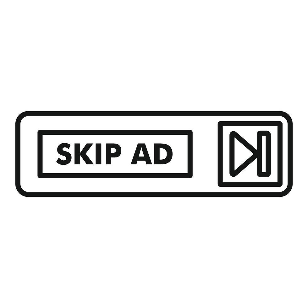 Skip ad button with arrow showing passing advertisement vector
