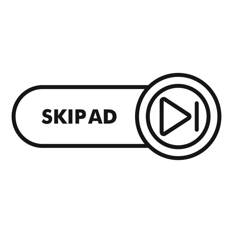 Skip ad button showing a play icon for online advertisement skipping vector