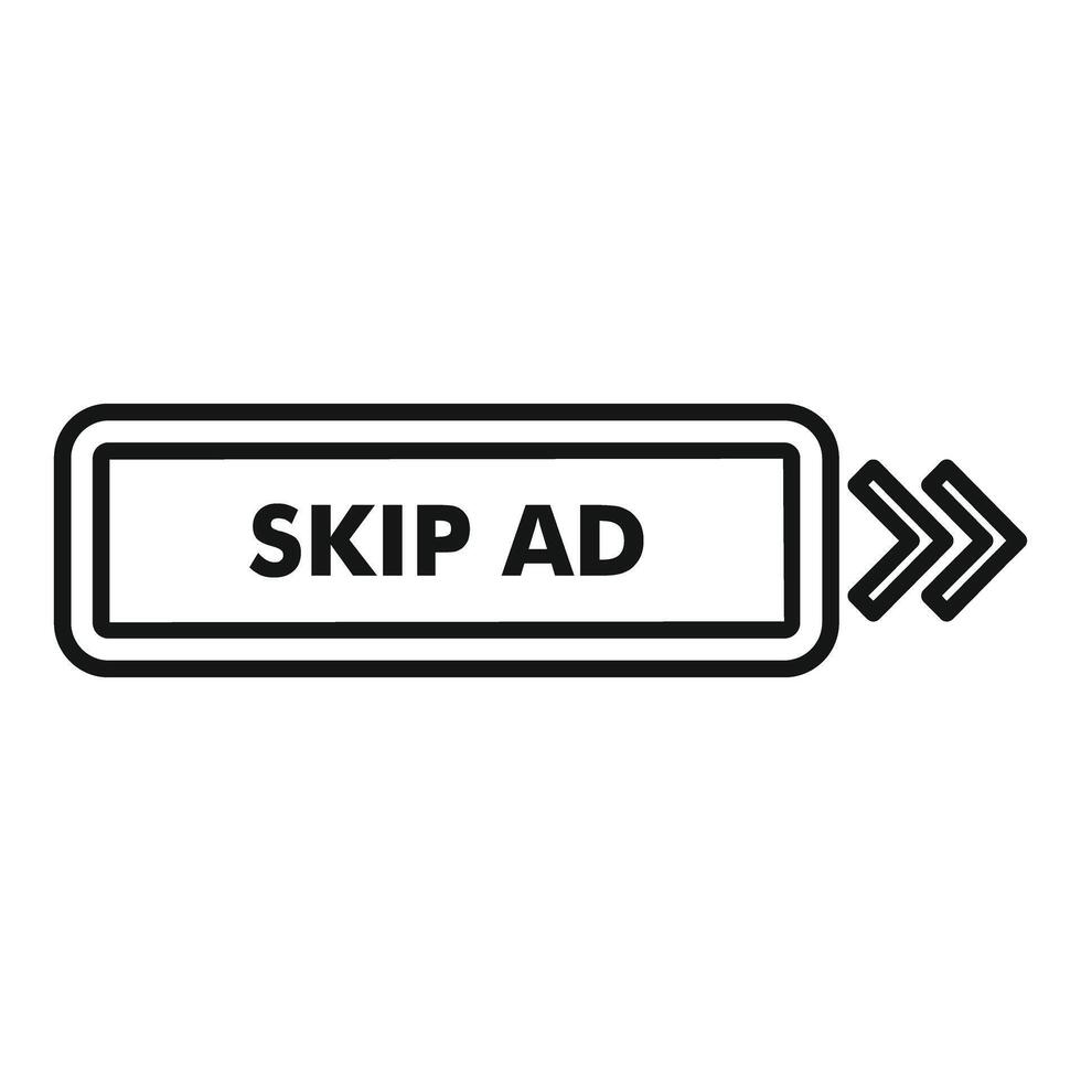 Skip ad button with arrows showing continuing playback vector