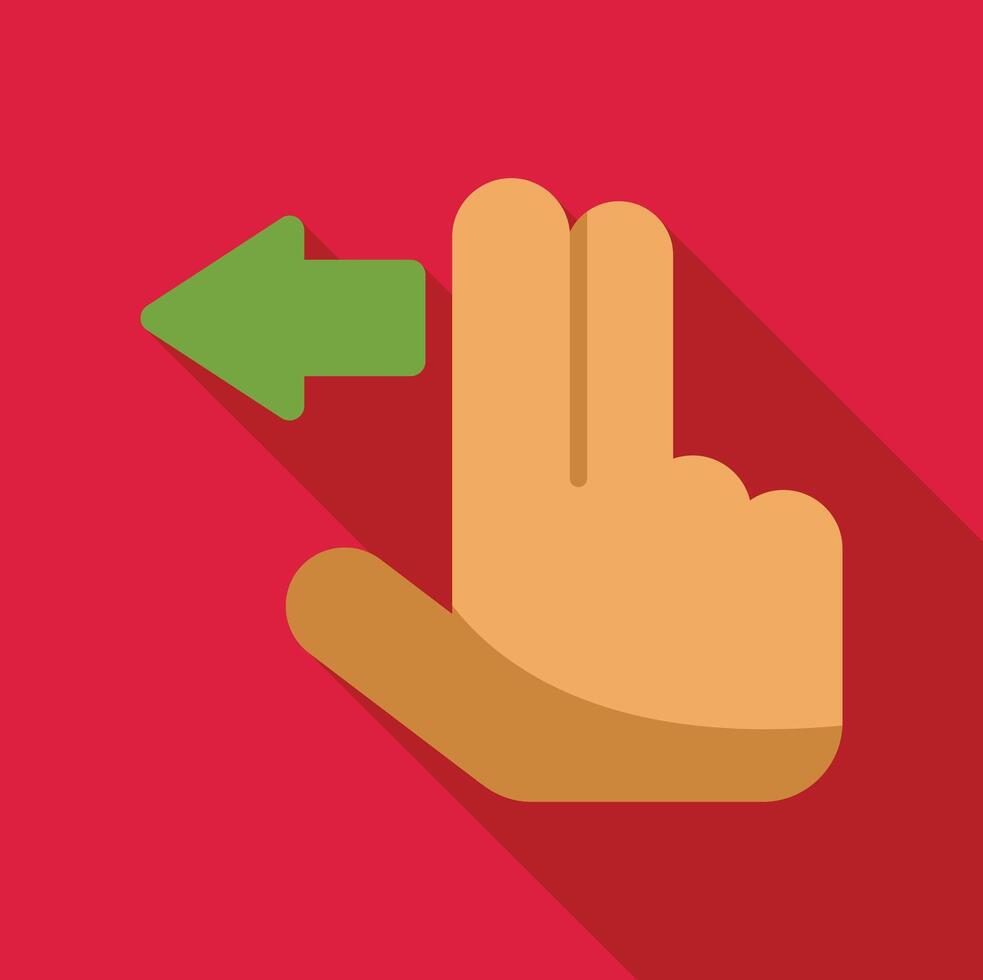 Hand gesturing left with two fingers on touchscreen vector