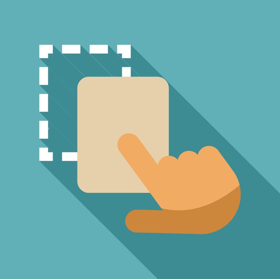 Hand pointing and selecting an area with dashed lines vector
