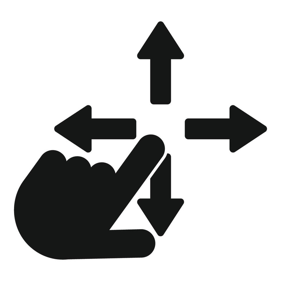 Hand using touchscreen gestures for navigation and control vector