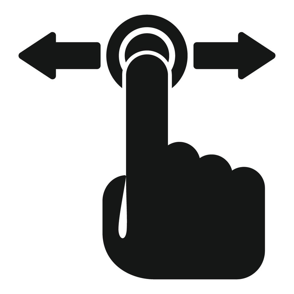 Finger pressing button and scrolling right and left vector