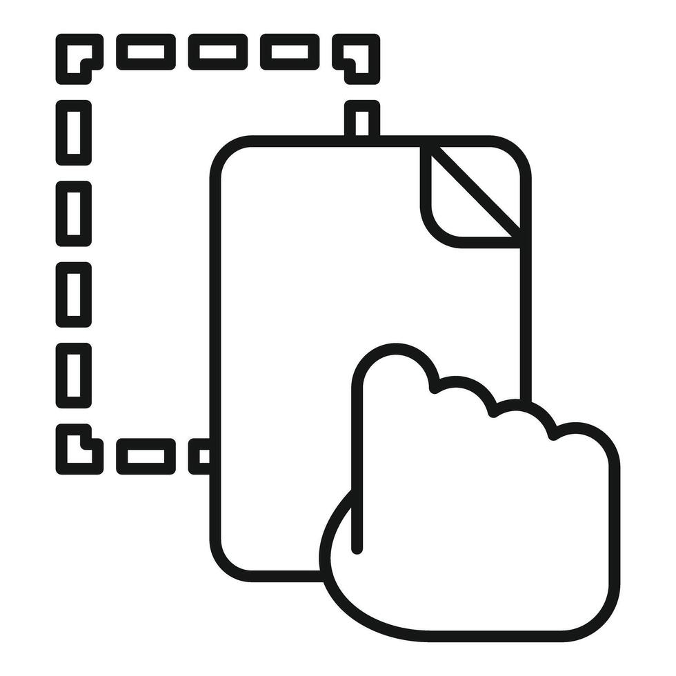 Interactive digital document with hand clicking and dotted line connection vector