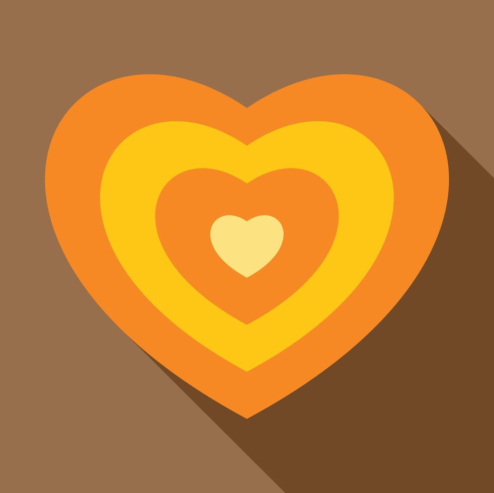 Orange heart showing love and affection with concentric shapes vector