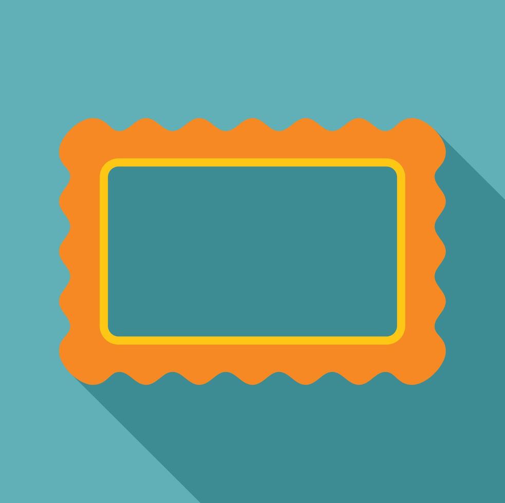 Orange wavy blank rectangular postage stamp with yellow border on turquoise background vector
