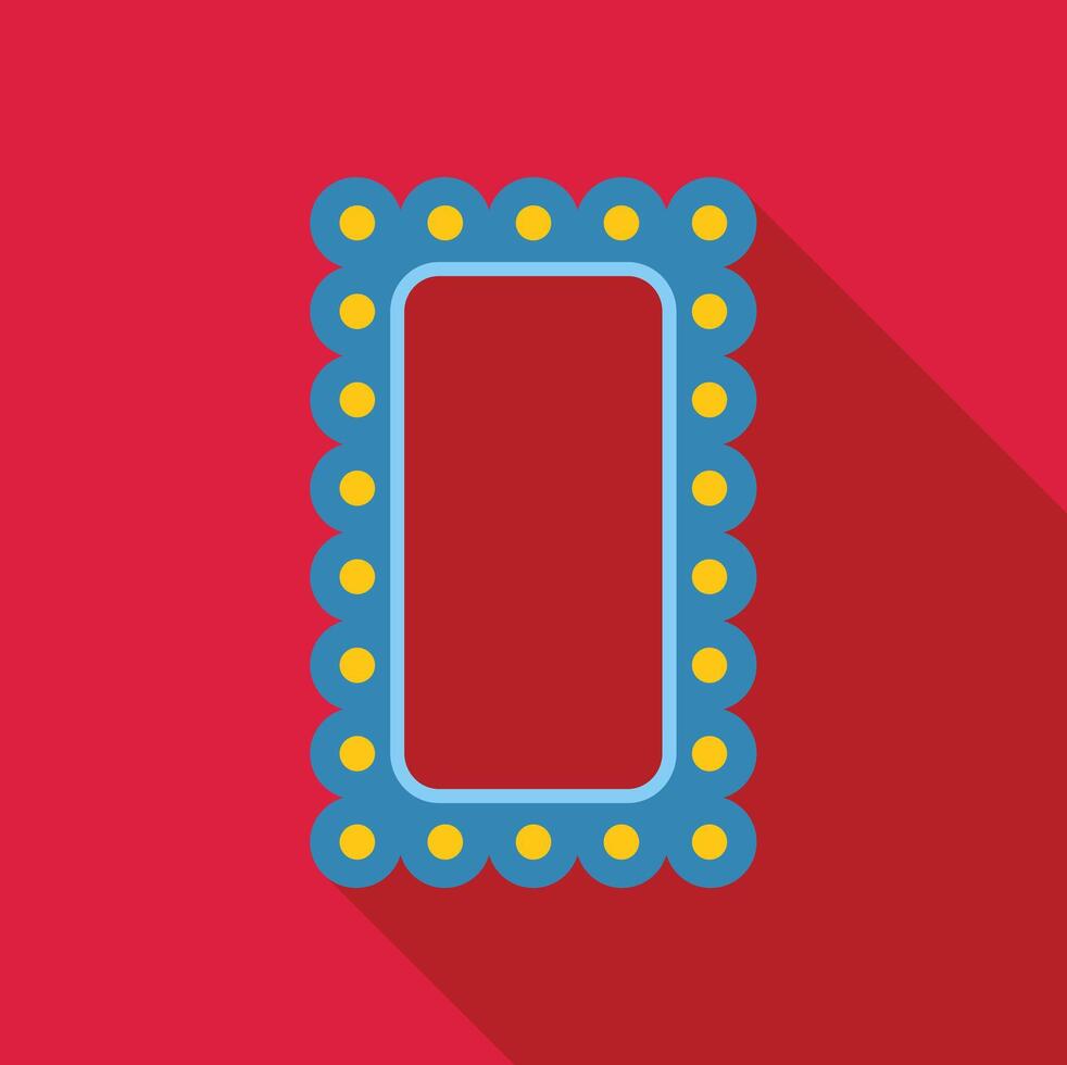 Blue marquee light bulb sign with yellow light bulbs on red background vector
