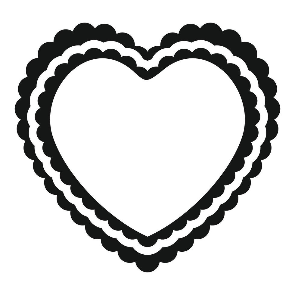 Black heart shape with frilled edges creating a romantic frame vector