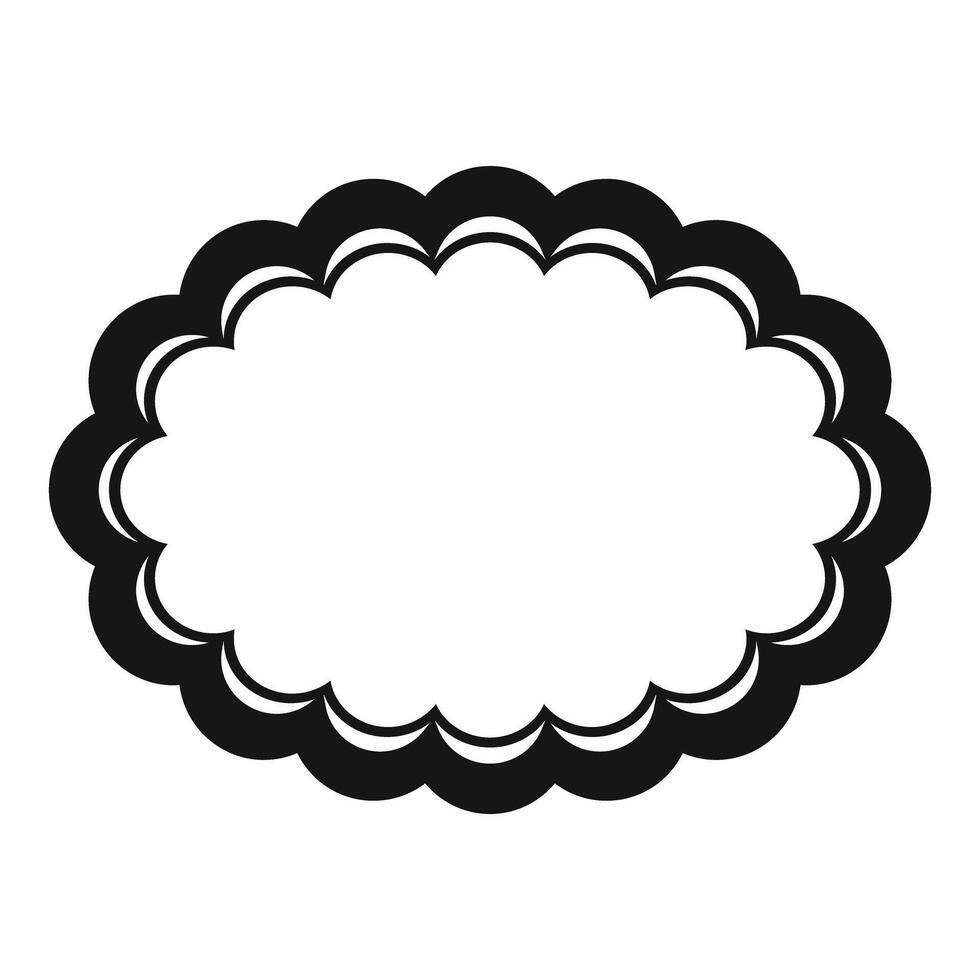 Black scalloped oval frame creating a blank space for text vector