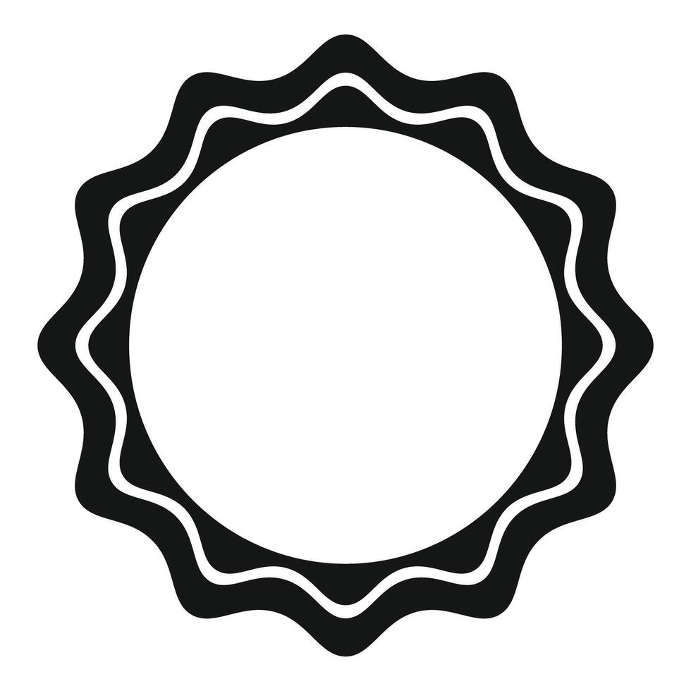 Black sunburst shape forming a blank circular badge vector