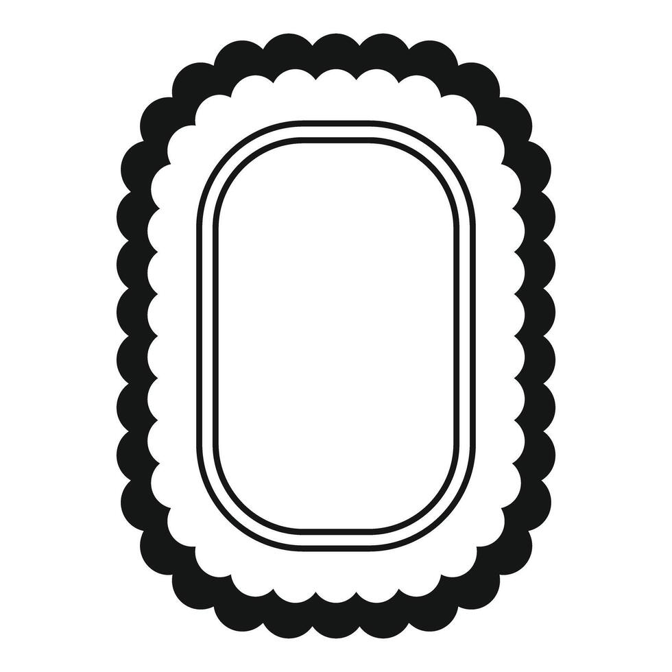 Black scalloped border surrounding rounded rectangle shape vector