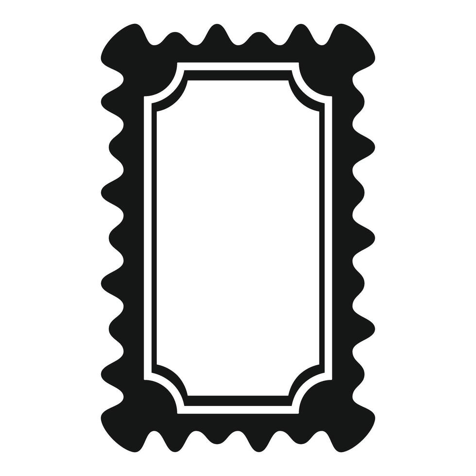 Black rectangular postage stamp with wavy edges and rounded corners vector