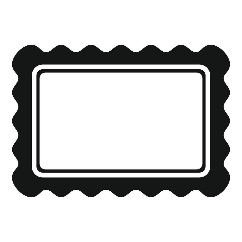 Rectangular black postal stamp with wavy edges for mailing letters vector