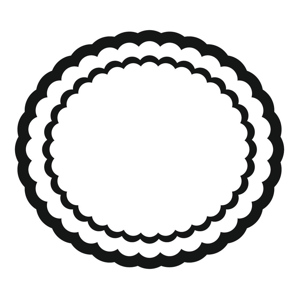 Black triple scalloped circle creating a decorative frame vector