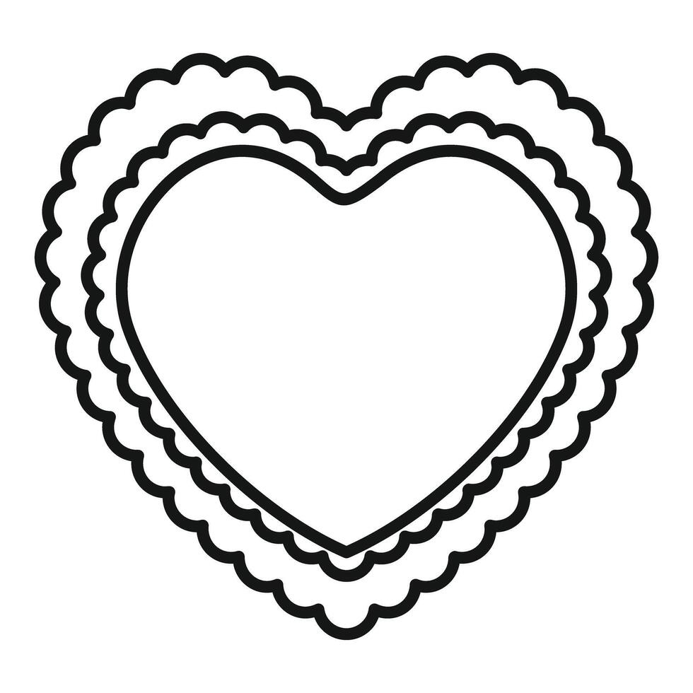 Heart shaped frame with double wavy border creating romantic atmosphere vector