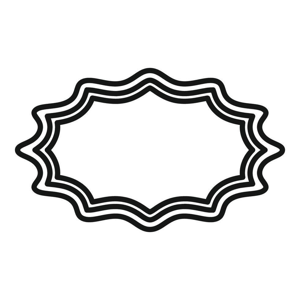 Wavy sunburst shape creating empty oval frame with black outline vector