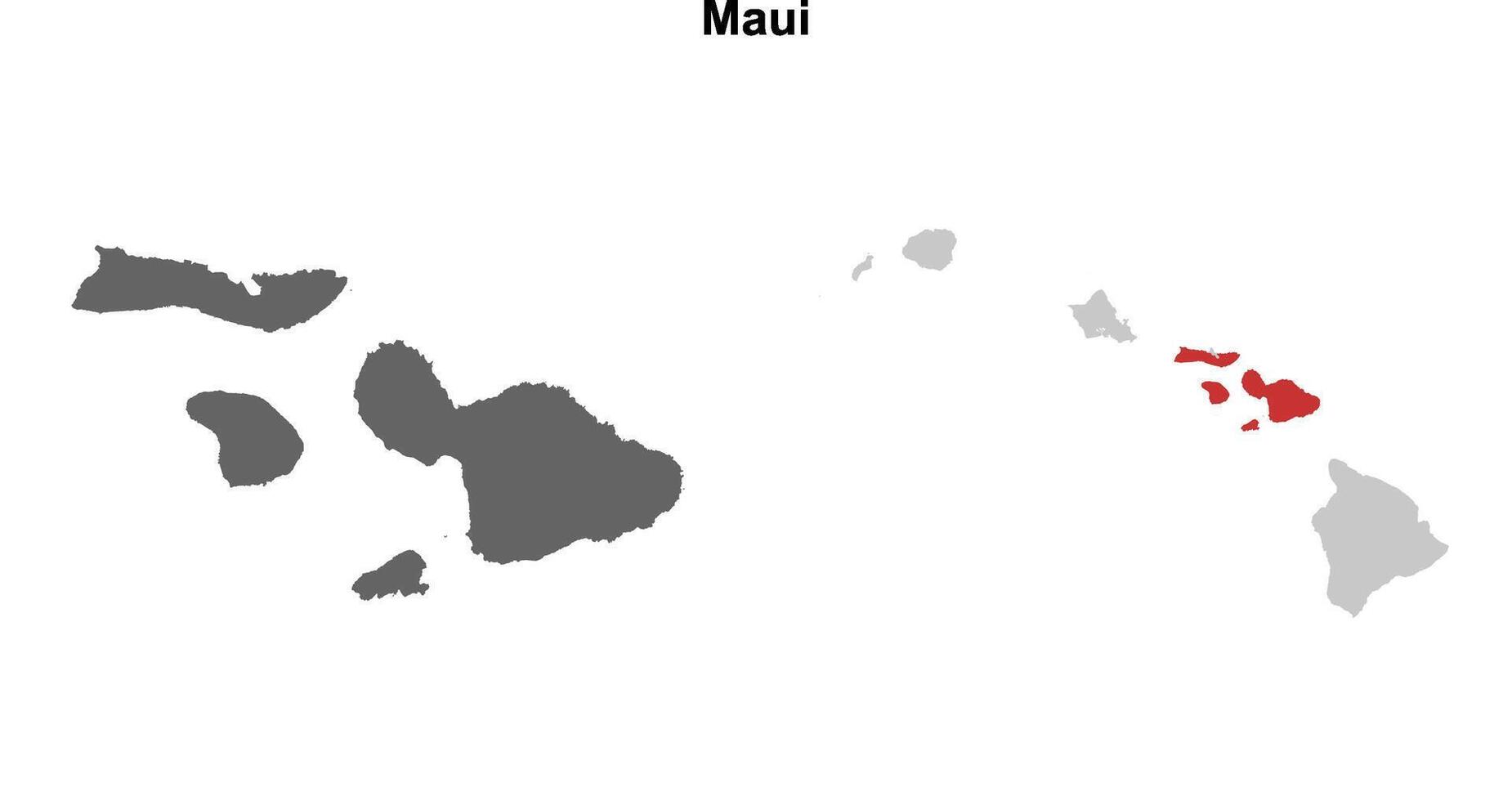 Maui County, Hawaii blank outline map set vector