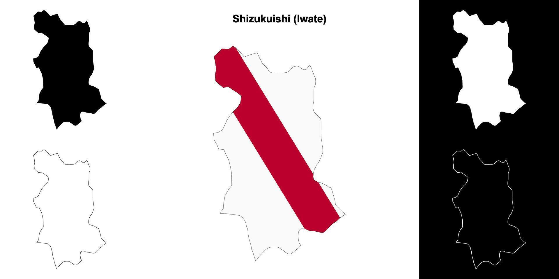 Shizukuishi, Iwate outline map set vector