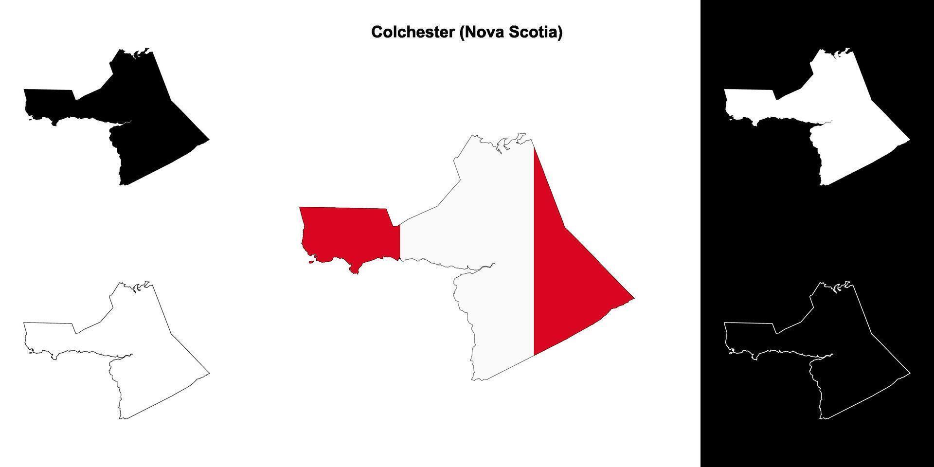 Colchester county, Nova Scotia outline map set vector
