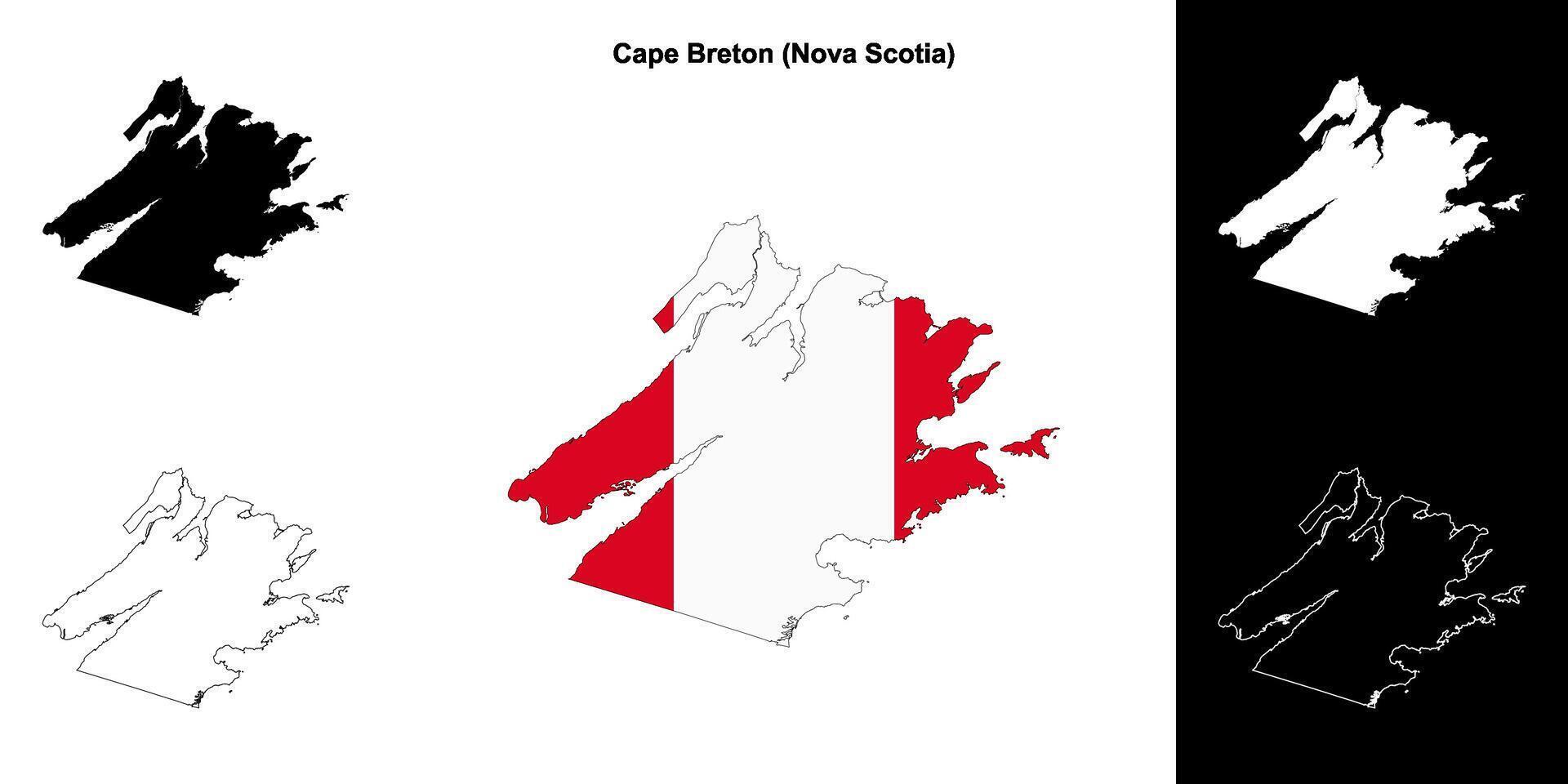 Cape Breton county, Nova Scotia outline map set vector