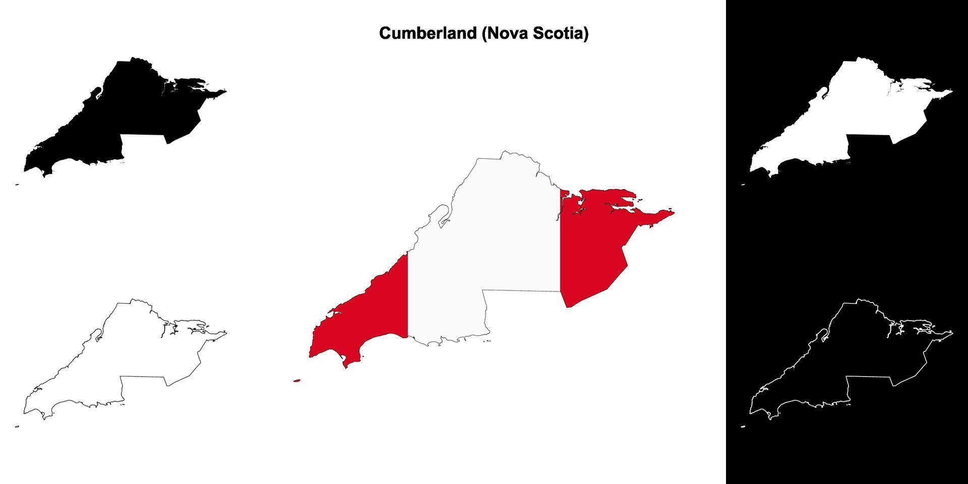 Cumberland county, Nova Scotia outline map set vector