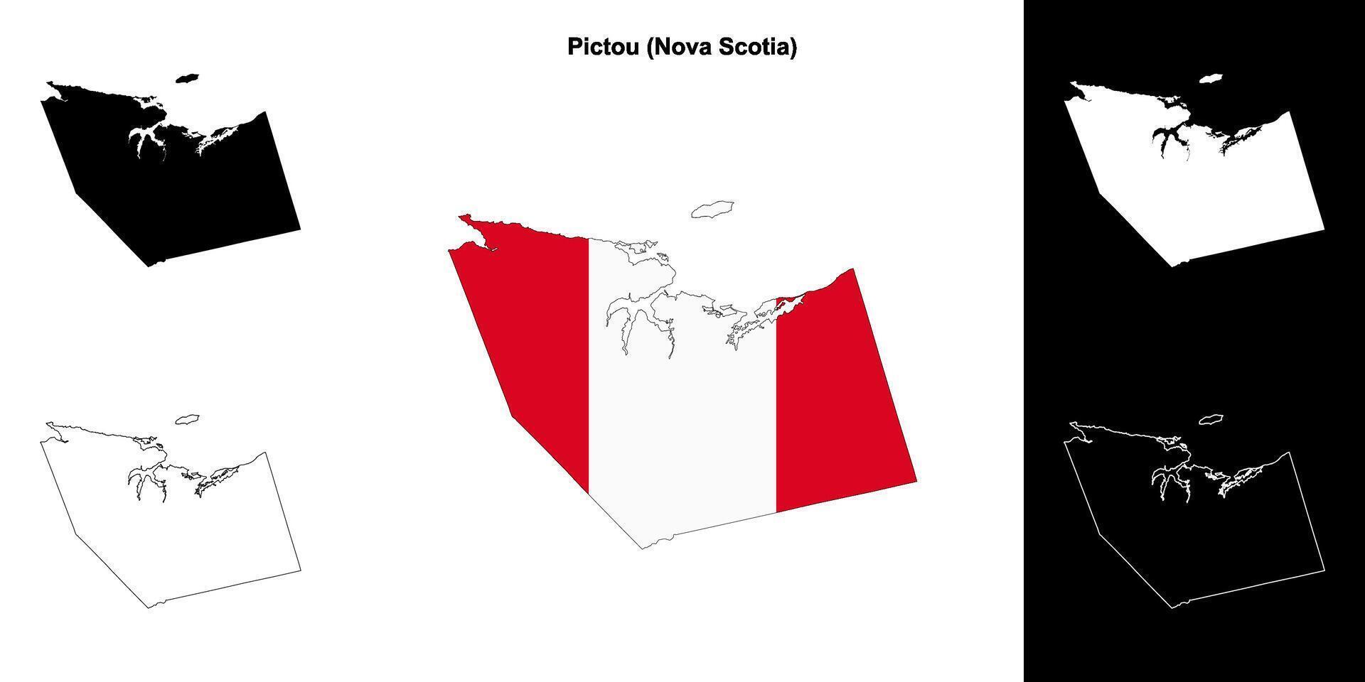 Pictou county, Nova Scotia outline map set vector