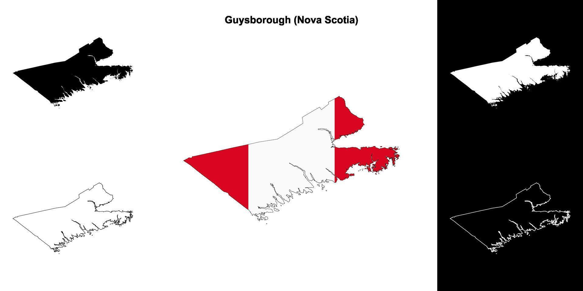 Guysborough county, Nova Scotia outline map set vector