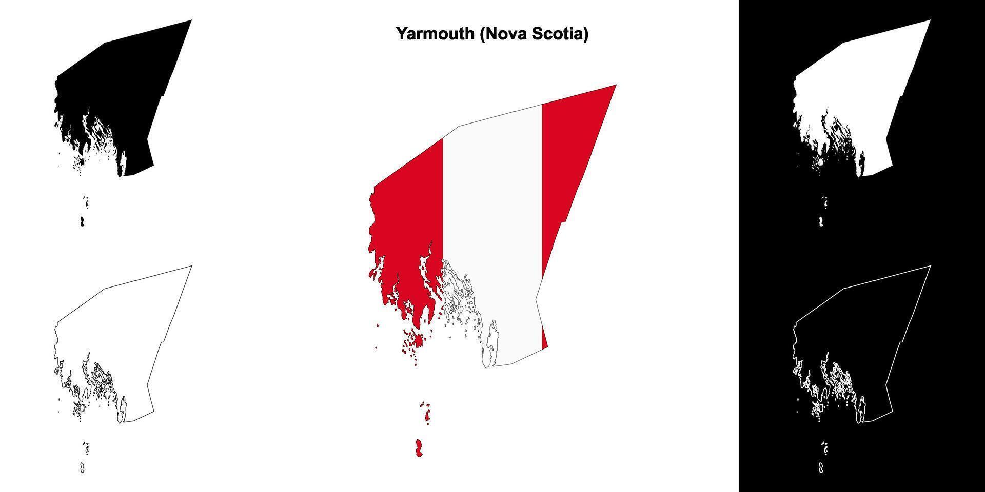 Yarmouth county, Nova Scotia outline map set vector