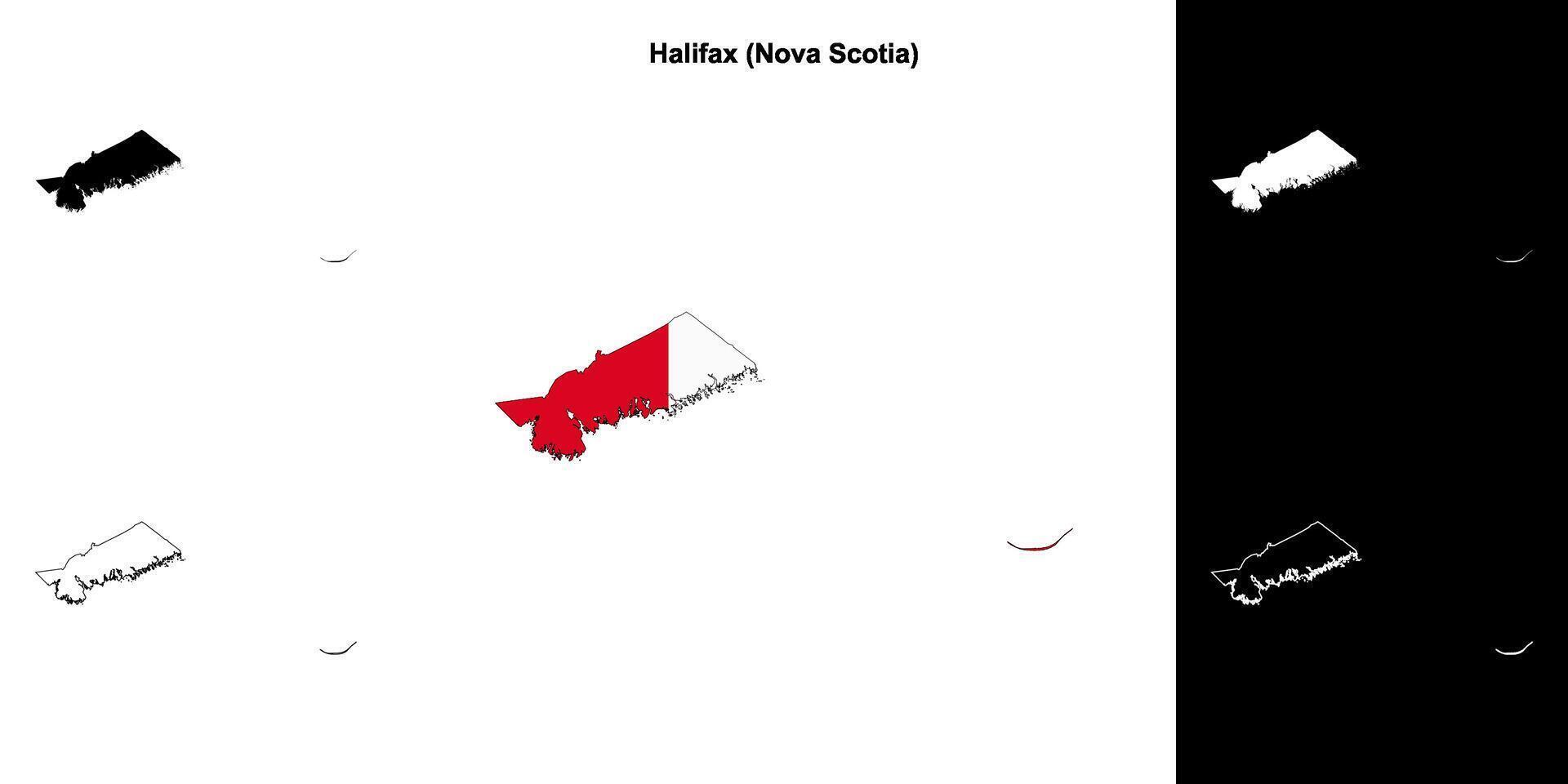 Halifax county, Nova Scotia outline map set vector