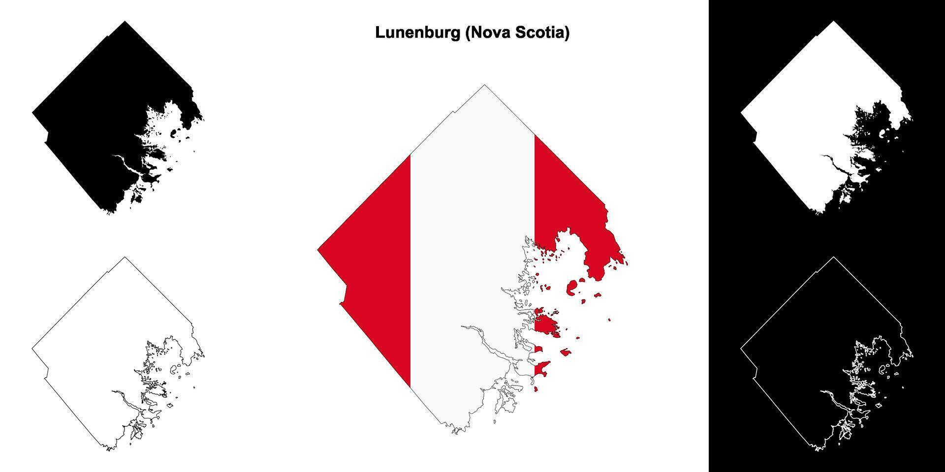 Lunenburg county, Nova Scotia outline map set vector