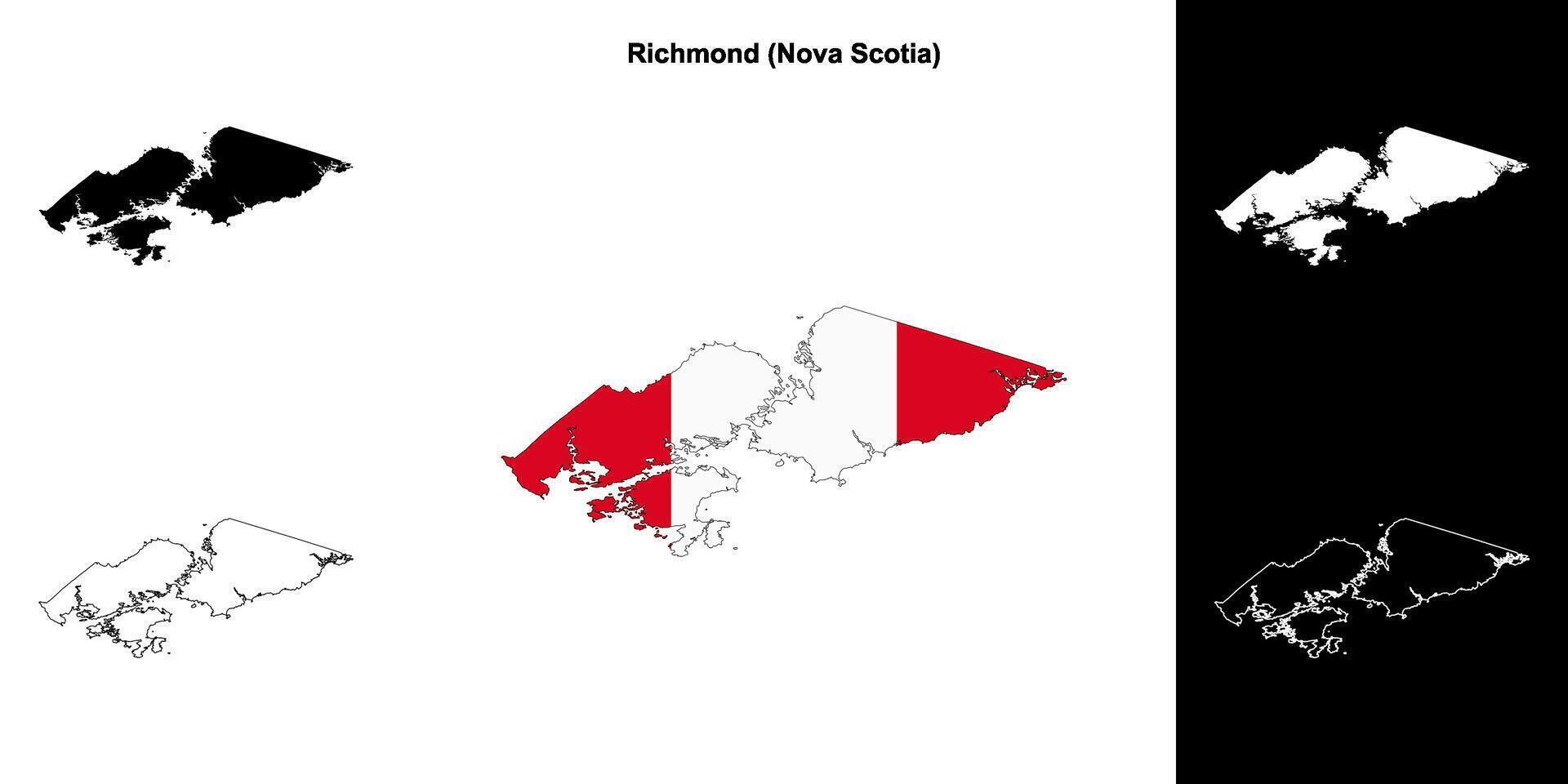 Richmond county, Nova Scotia outline map set vector