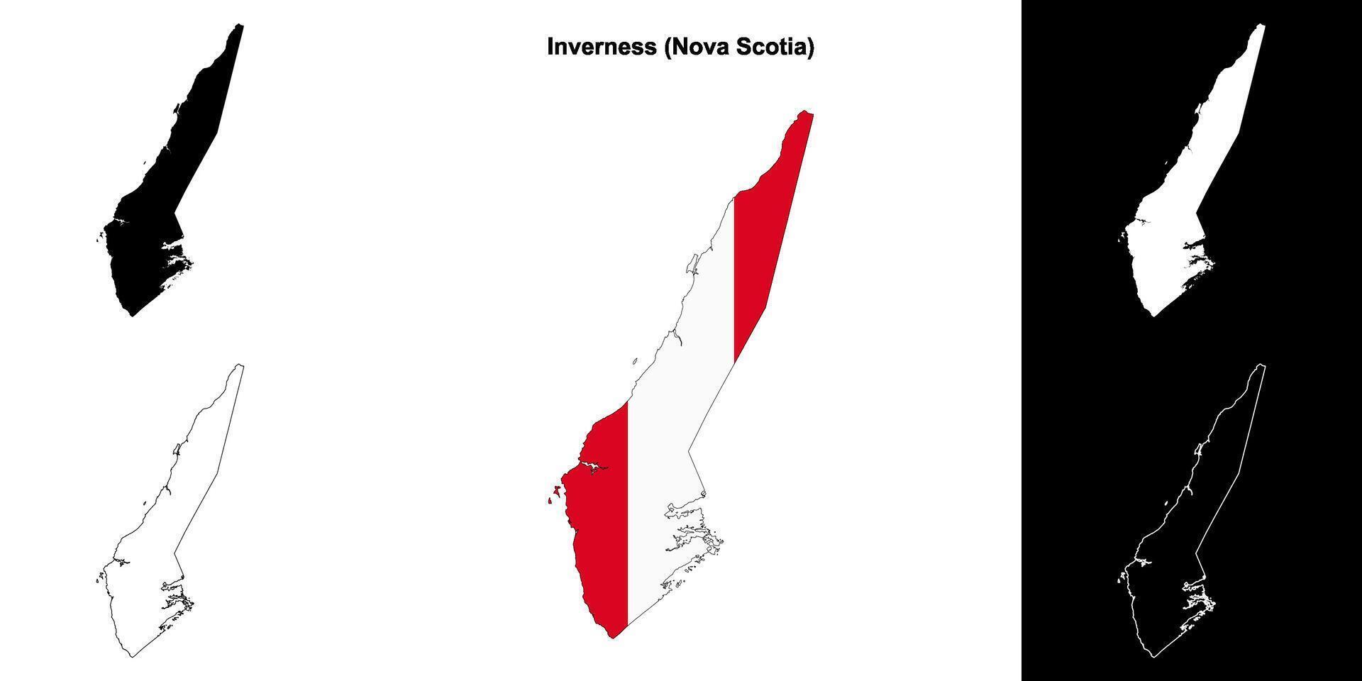 Inverness county, Nova Scotia outline map set vector