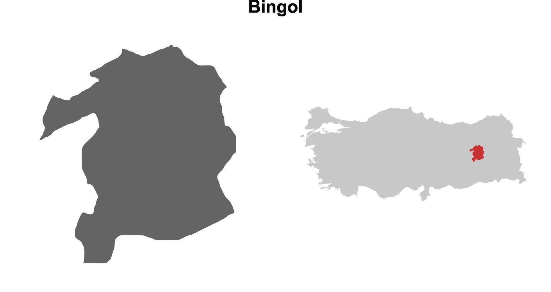 Bingol province blank outline map set vector