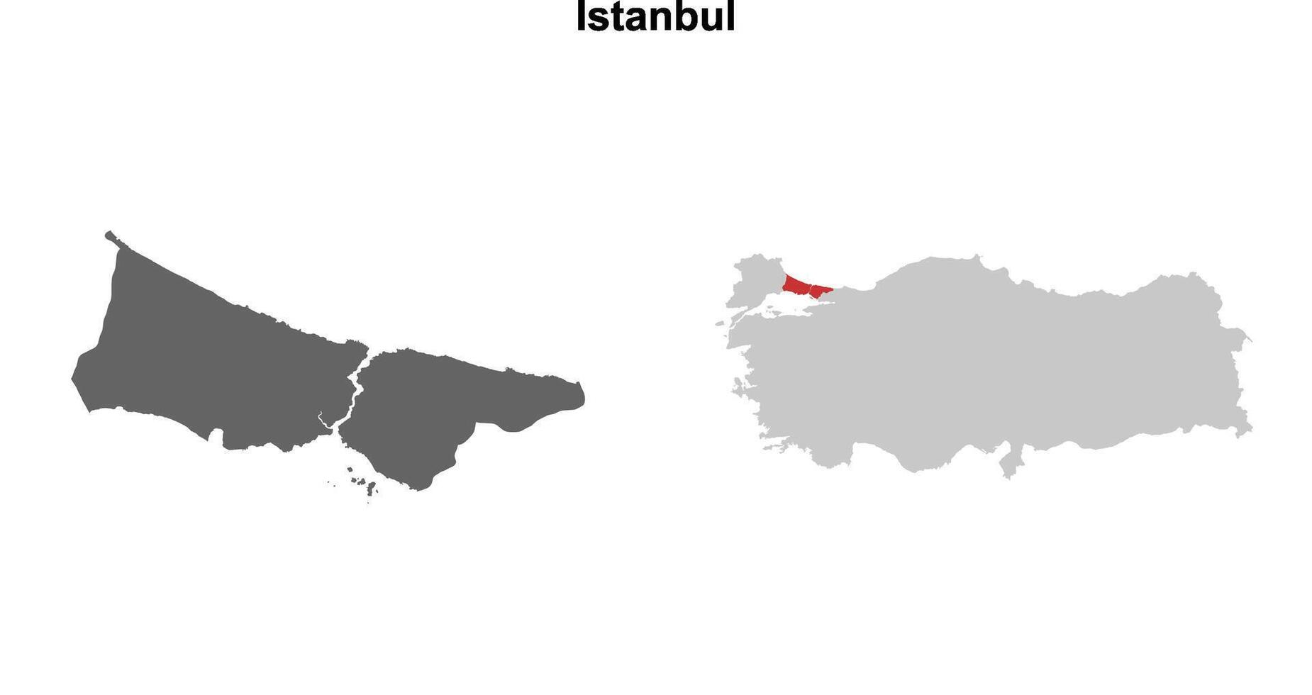 Istanbul province blank outline map set vector