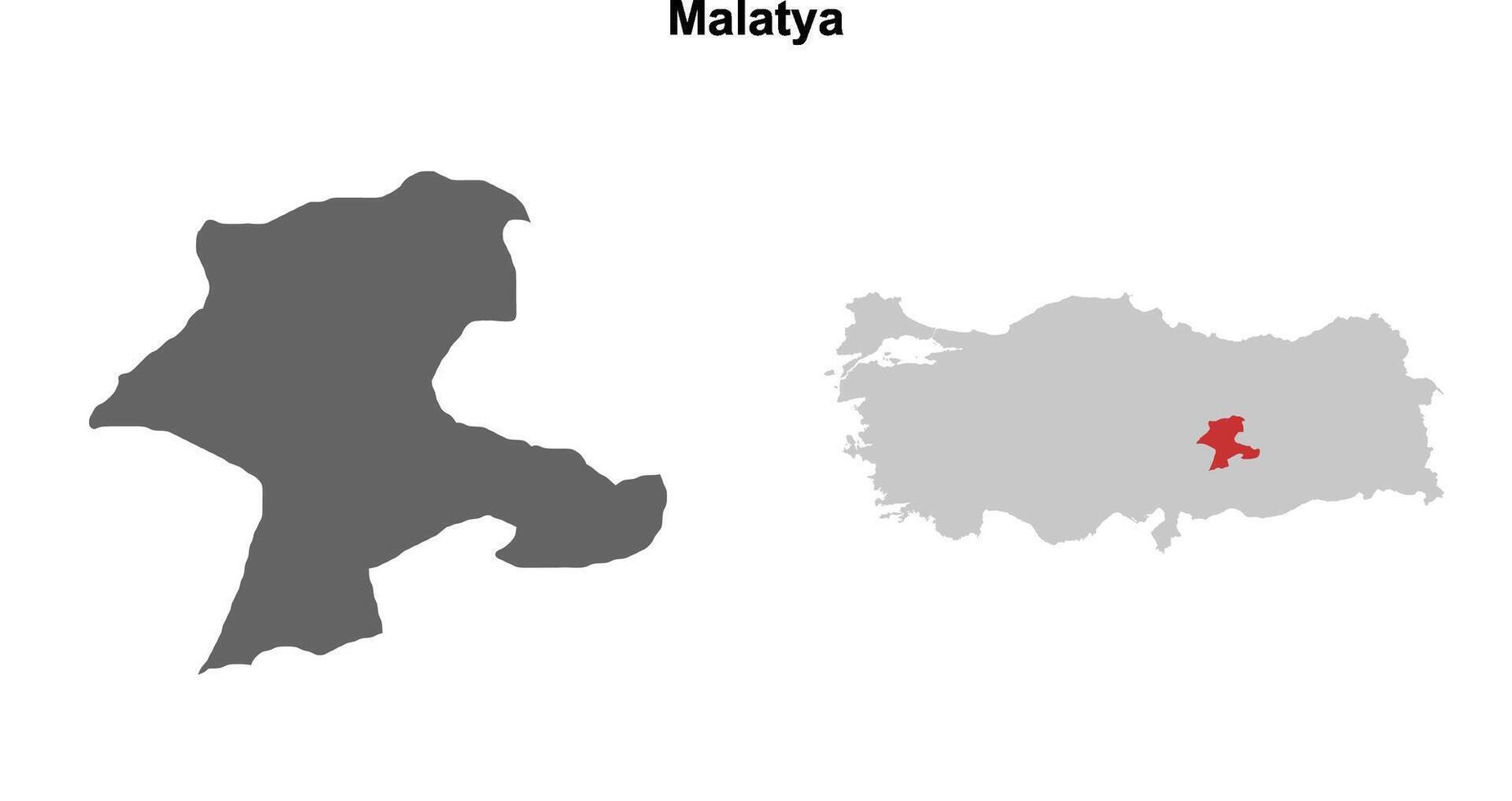 Malatya province blank outline map set vector