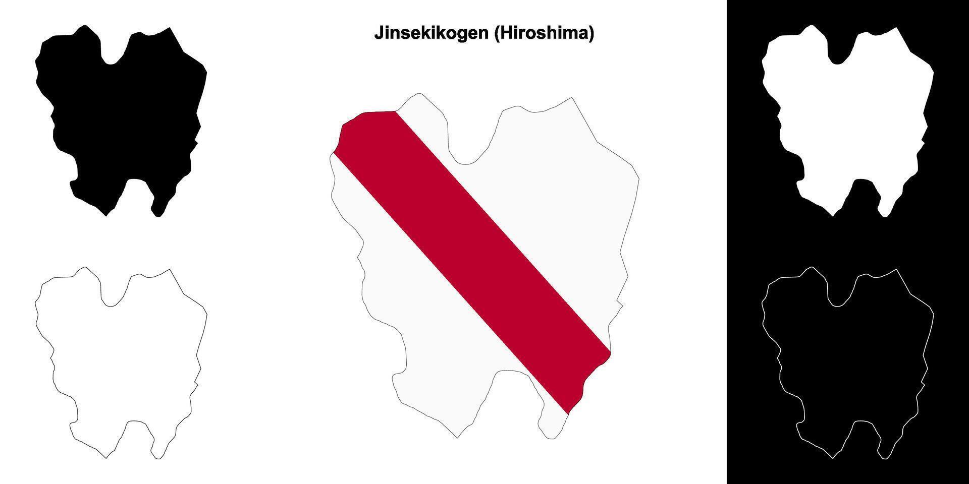 Jinsekikogen, Hiroshima outline map set vector