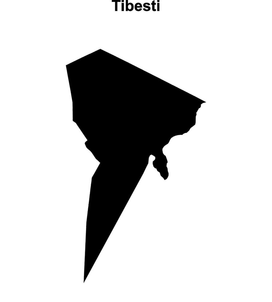 Tibesti region blank outline map vector