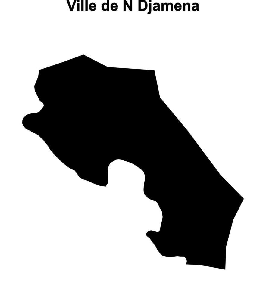 Ville de N Djamena region blank outline map vector