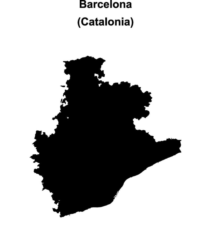 Barcelona province blank outline map vector