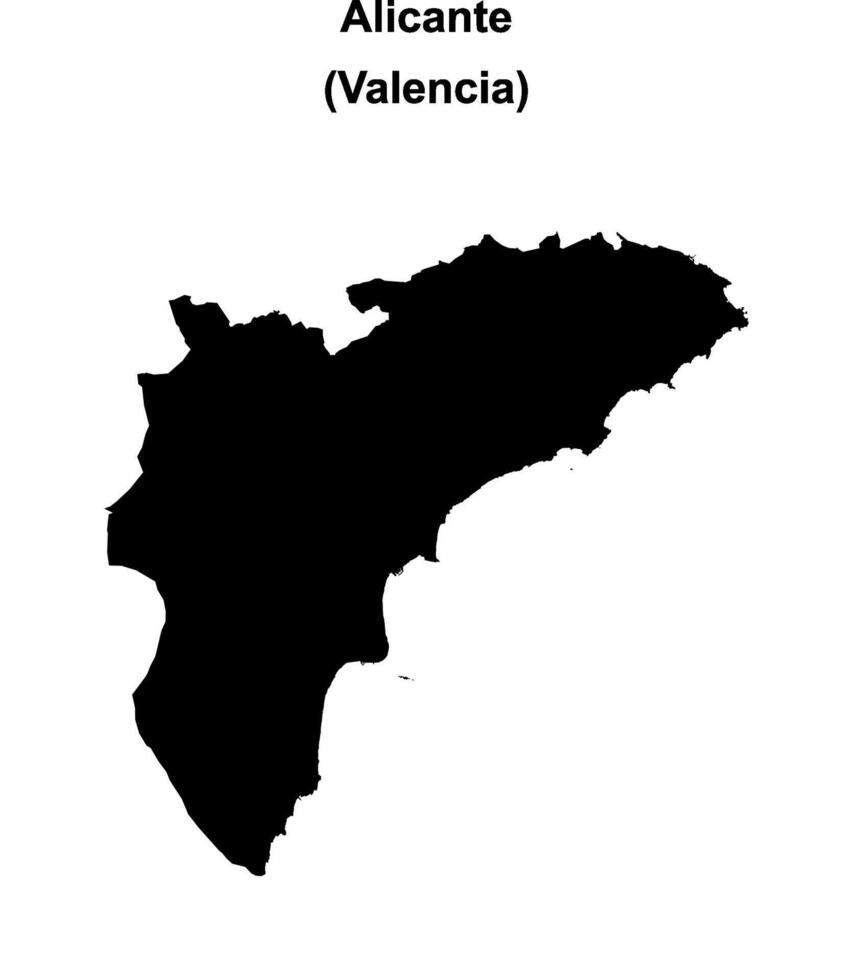 Alicante province blank outline map vector