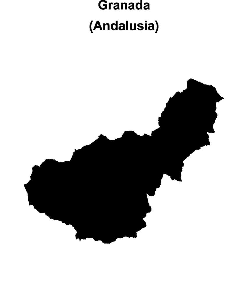 Granada province blank outline map vector